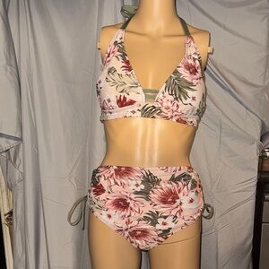 Kona Sol Floral Bikini Set - Pink and Green